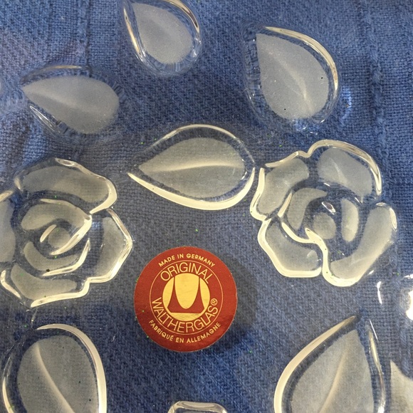 Crystal glass handle bowl. Walther glass West Germany. Vintage rare - Picture 5 of 5